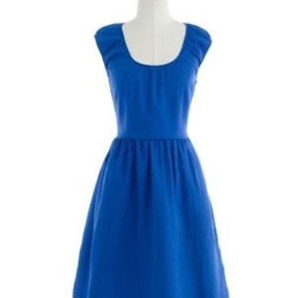J Crew Regal Cobalt Blue Linen Dress XS 2 - Picture 3 of 6